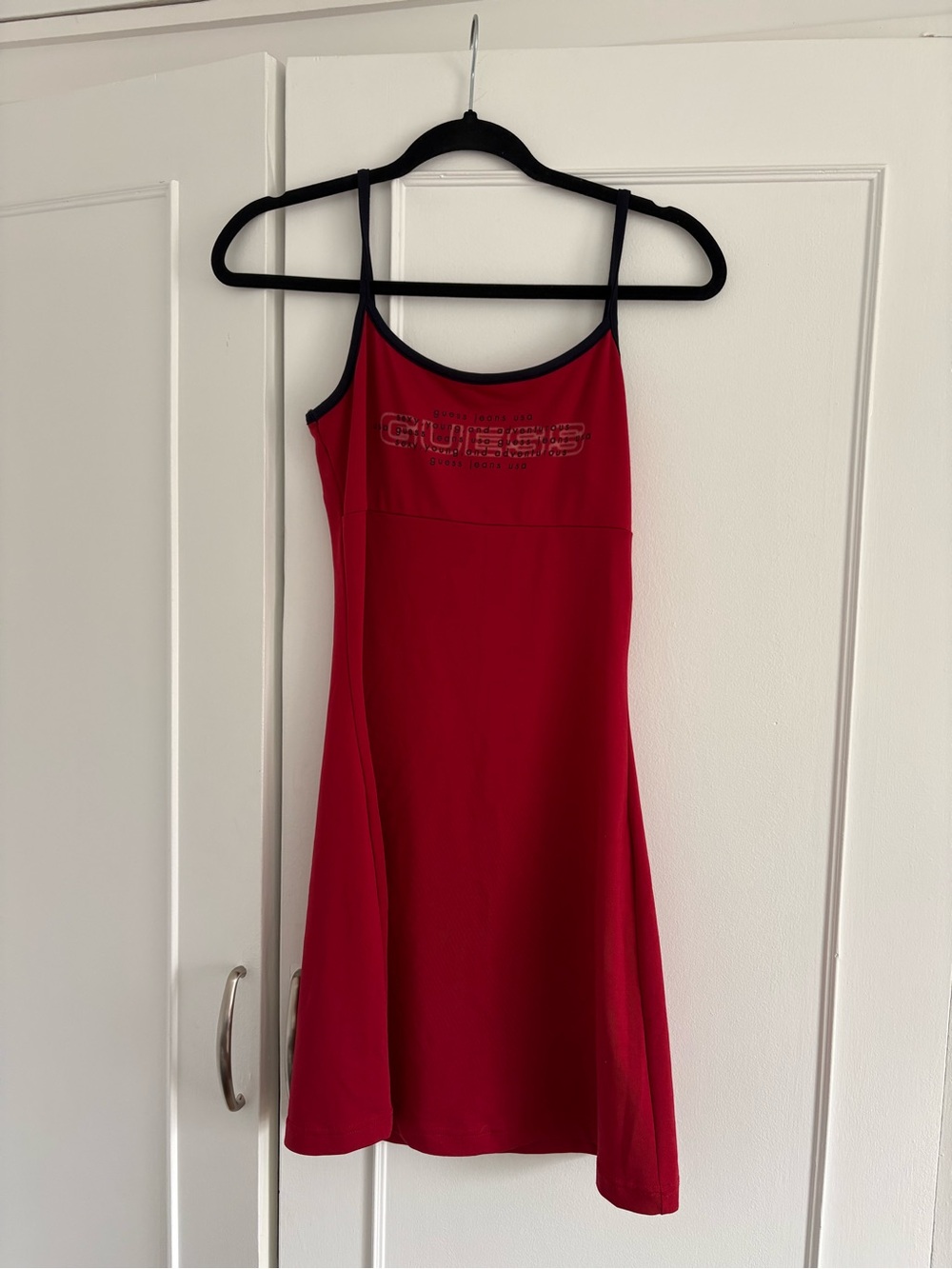 Vintage Guess Crimson Slip Dress with Black Trim